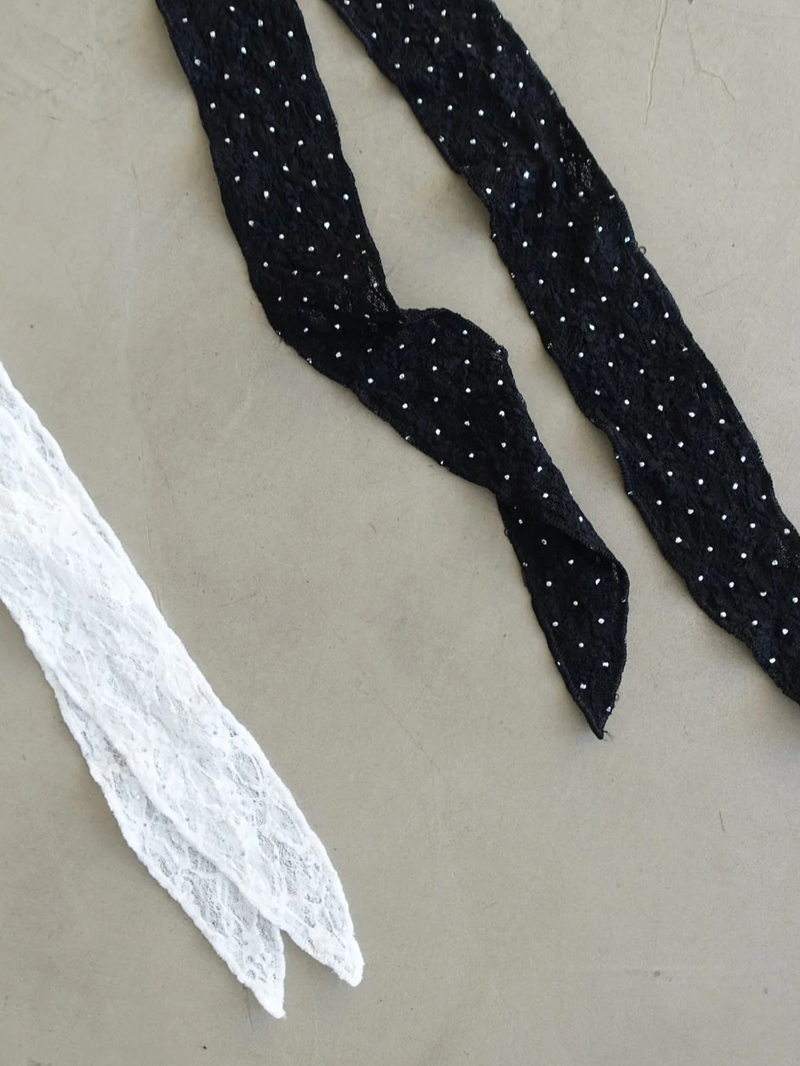 BEADED DOT LACE HEADSCARF (WHITE, BLACK 2COLORS!)