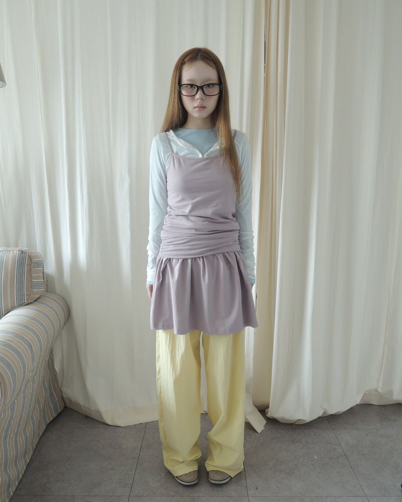WOOD STRING WIDE PANTS