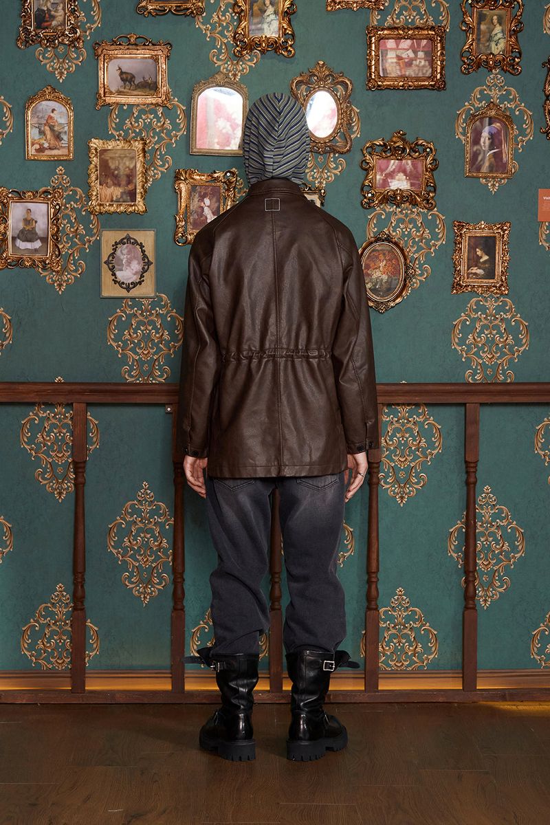 WASHED LEATHER FIELD JACKET / BROWN