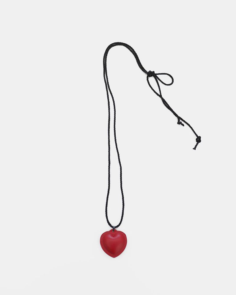 Carven Leather Heart Long Necklace