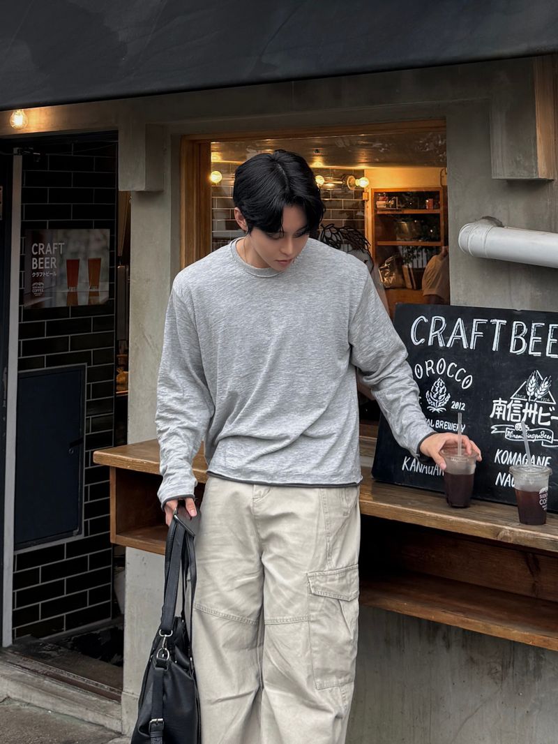 マティ スラブ カット ロングスリーブ Tシャツ