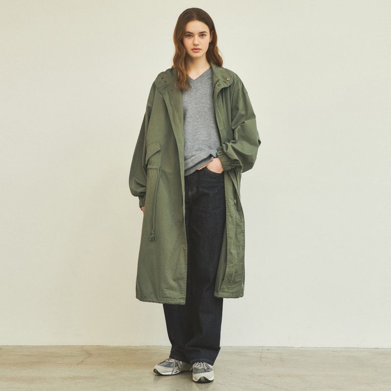 90s Classic Fishtail Long Bomber Jacket_Khaki