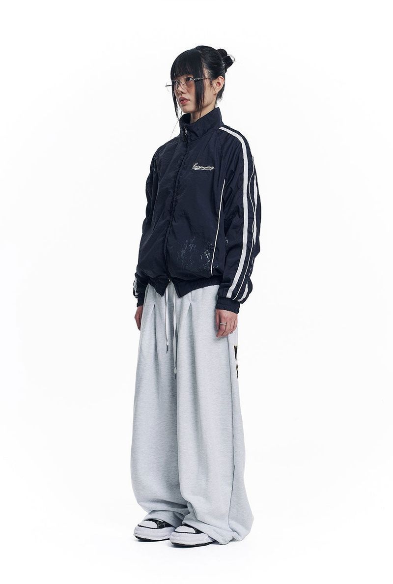 Dirty Nylon Piping Track Jacket - Navy