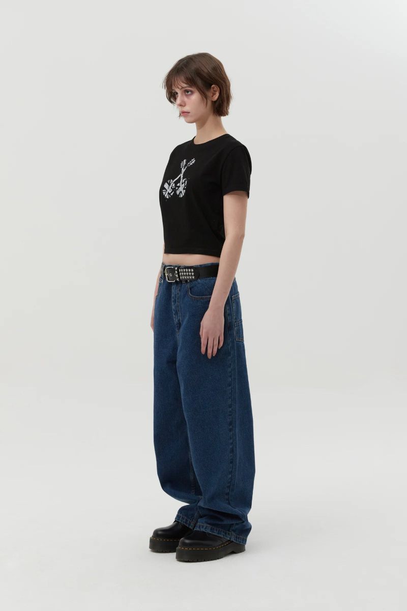 UNION JACK CROP T-SHIRT - BLACK 