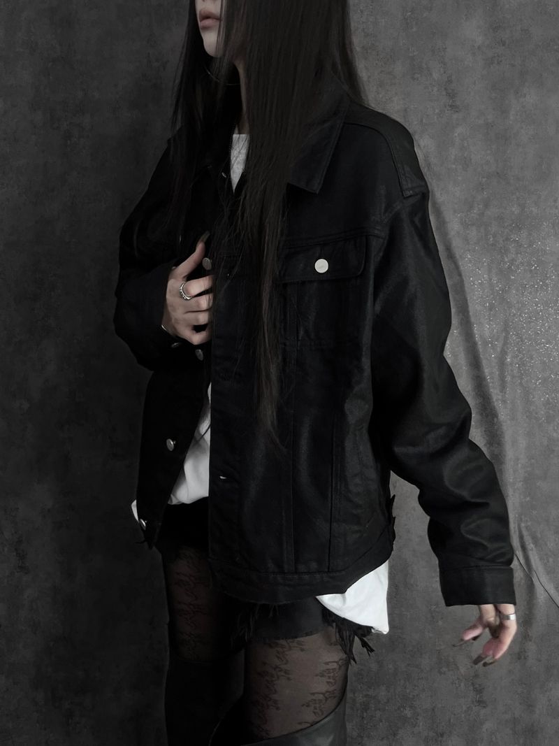 coated denim trucker jacket (unisex)