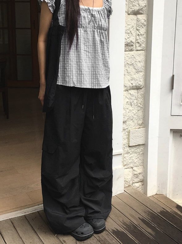 Kero Frill Wide Banding Pintuck Cargo Pants