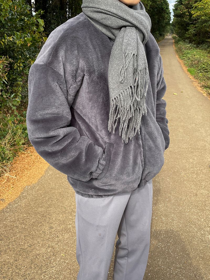 Pleddy Rabbit Fur Zip Up Jacket (5color)