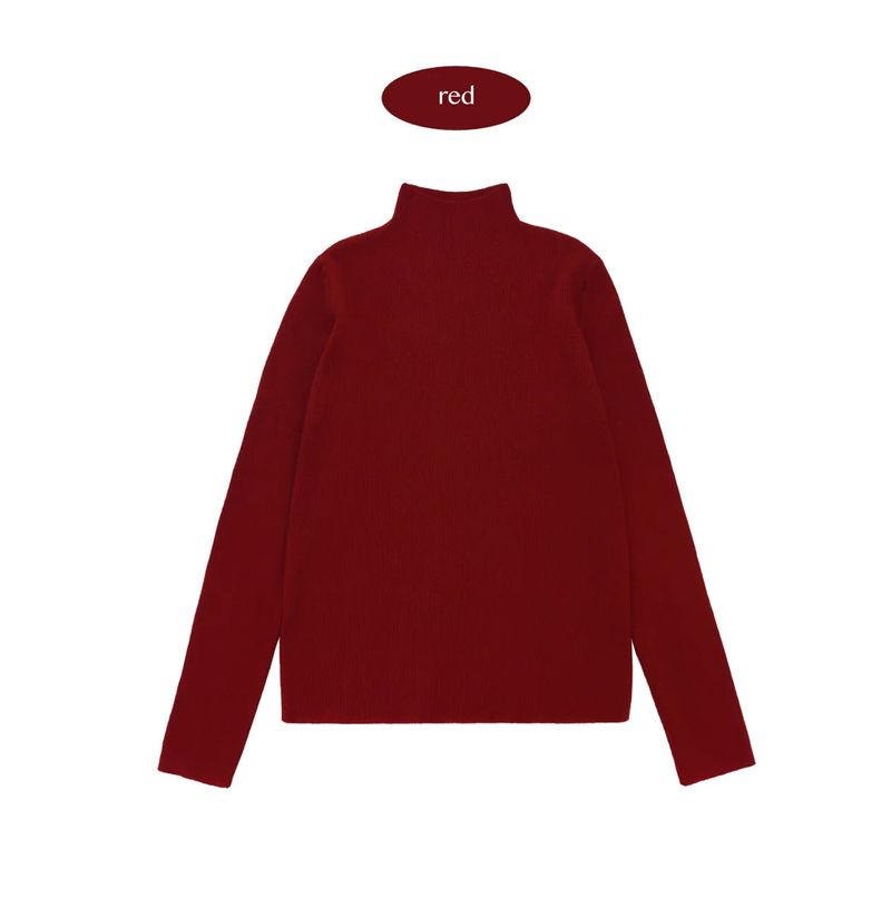 HALF-NECK KNIT TOP (Light beige)