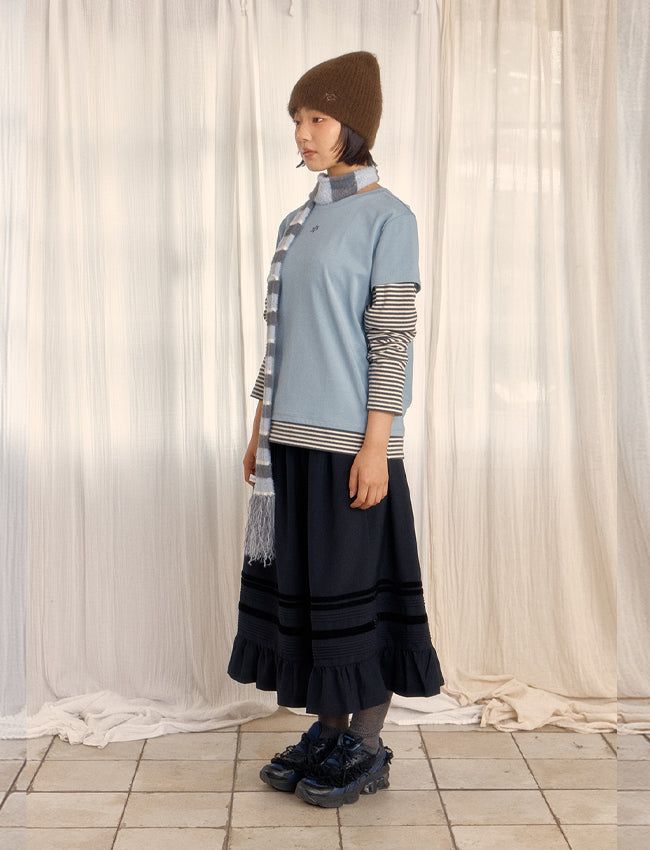 HAIRY TASSEL MUFFLER (BLUE)