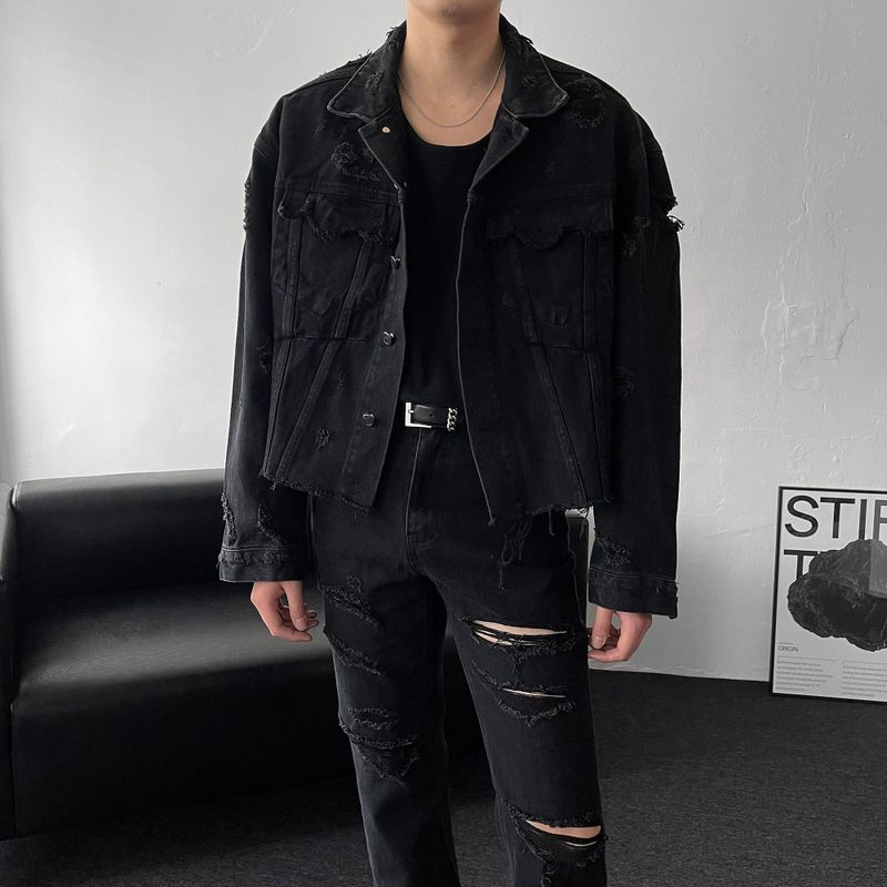 MG624,625 incision damage jean jacket (2 colors)