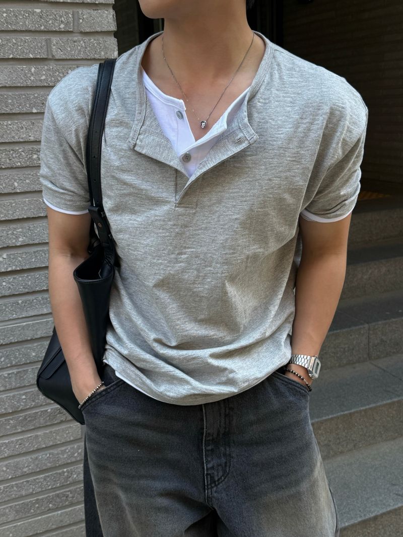 Thorpe layered henley neck short sleeve
