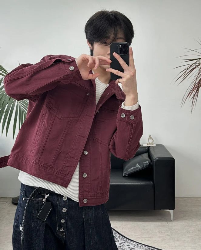 Ruped cropped washed jacket
