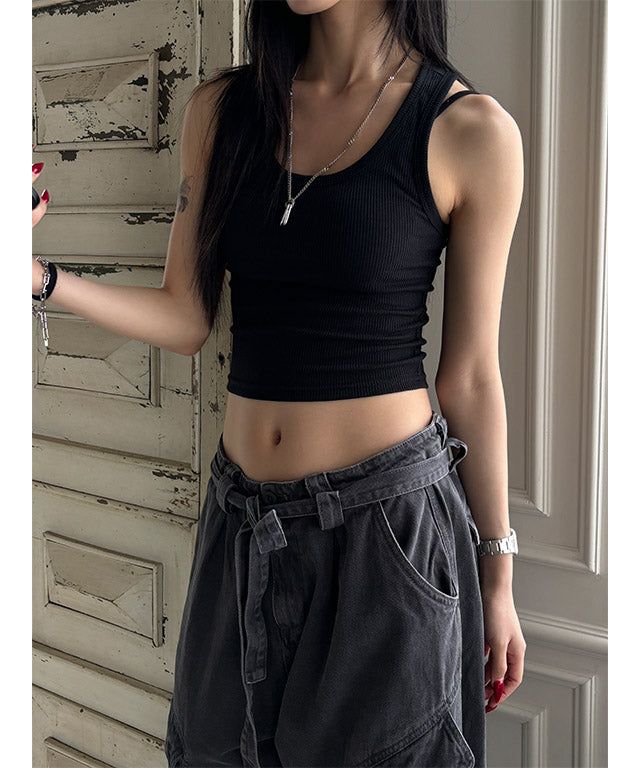 [BASIC ITEM] Rib crop sleeveless(9color)