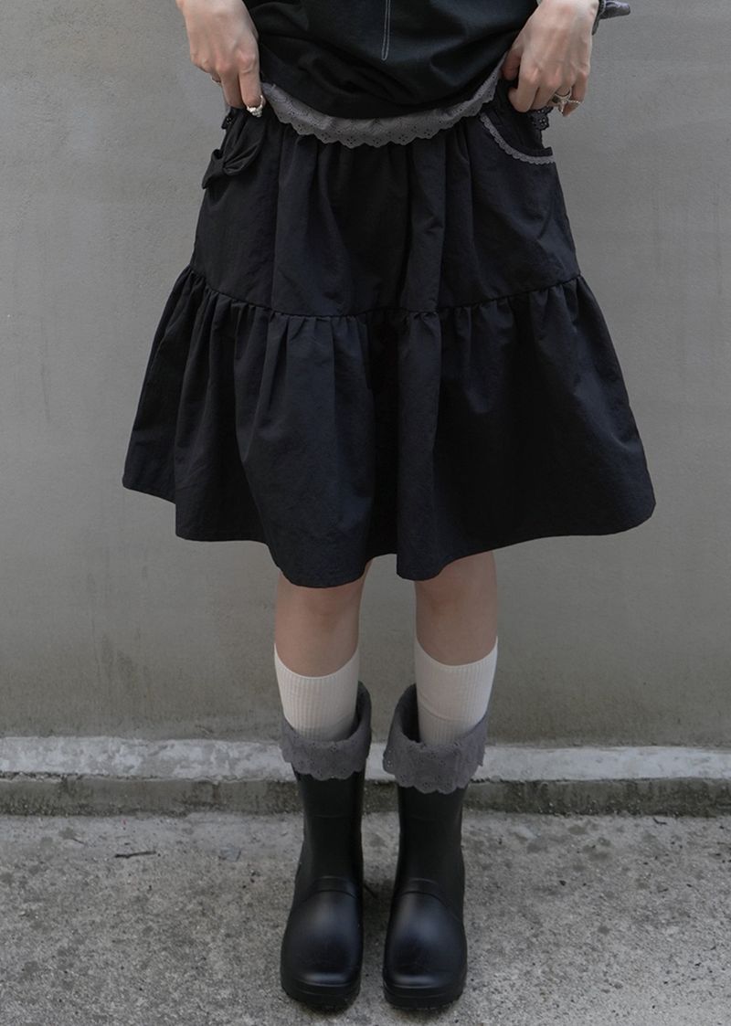 Bow Tiered Skirt (black)