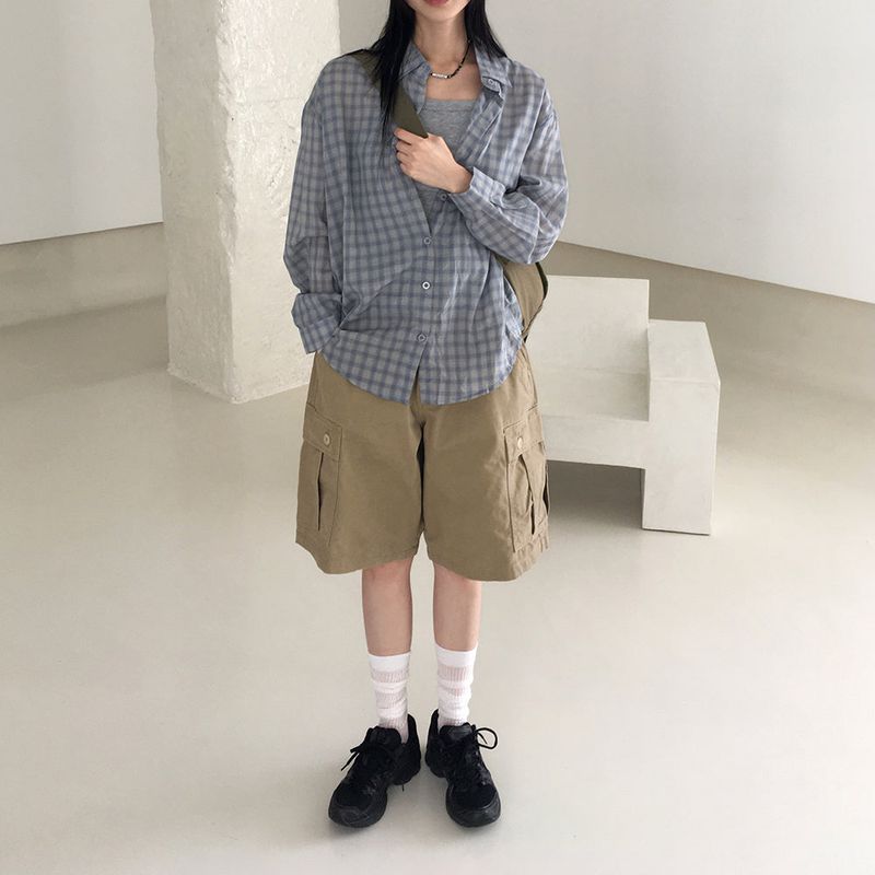 Noki see-through check oversized shirt