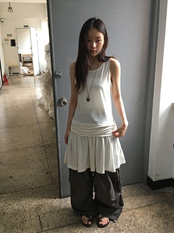 BAON（バオン）の「26SS★ [BAONHAUS] Pollini Shirring Layered Sleeveless Mini One Piece（Dresses）」