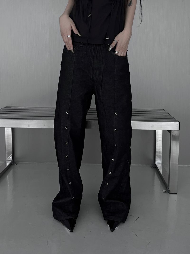 line rivet unique denim