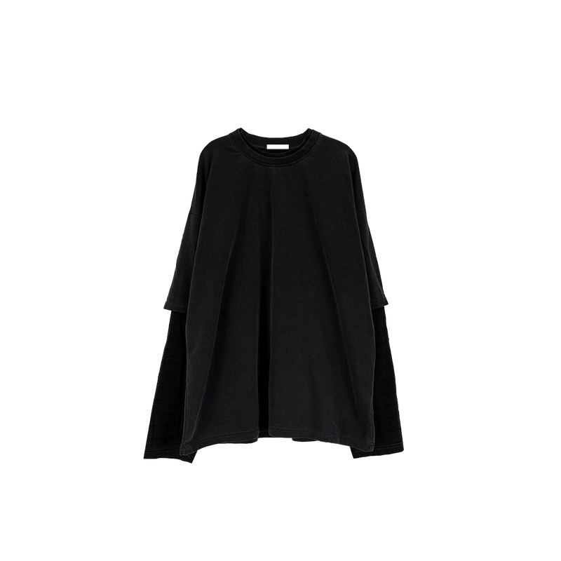 layered pigment stripe long sleeve