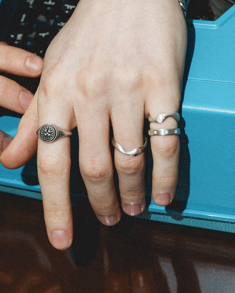 Clover wave ring GR (925 silver)