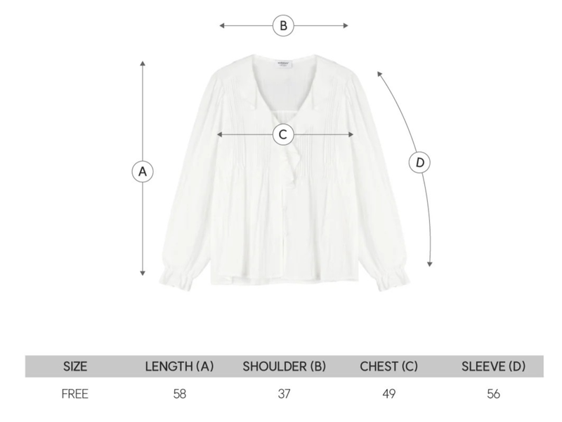 FRILL NECK PINTUCK BLOUSE (WHITE)