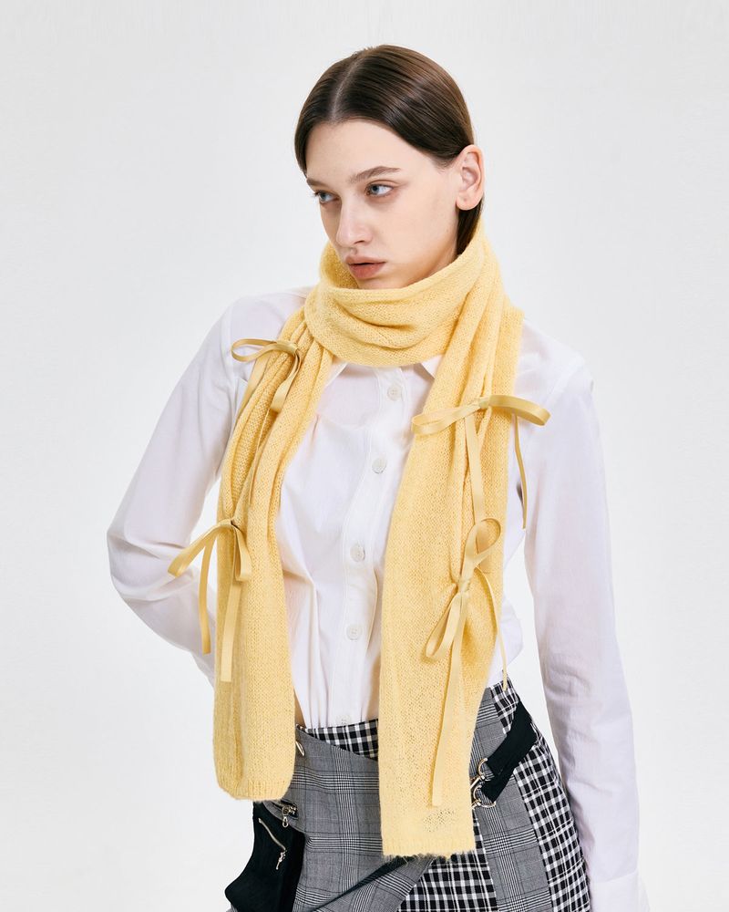 Ribbon Tied Muffler _ YELLOW