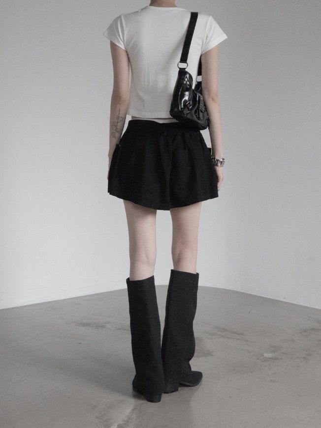 Center Shirred Round Crop Top