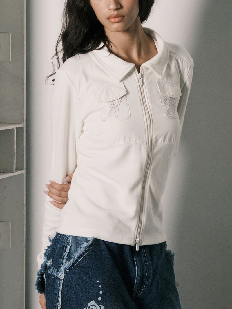 NY PATCH ZIP UP (IVORY)