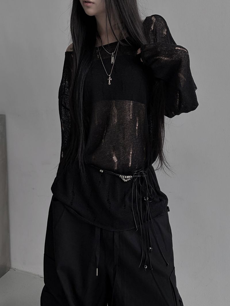 destroyed see-through knit (2color)