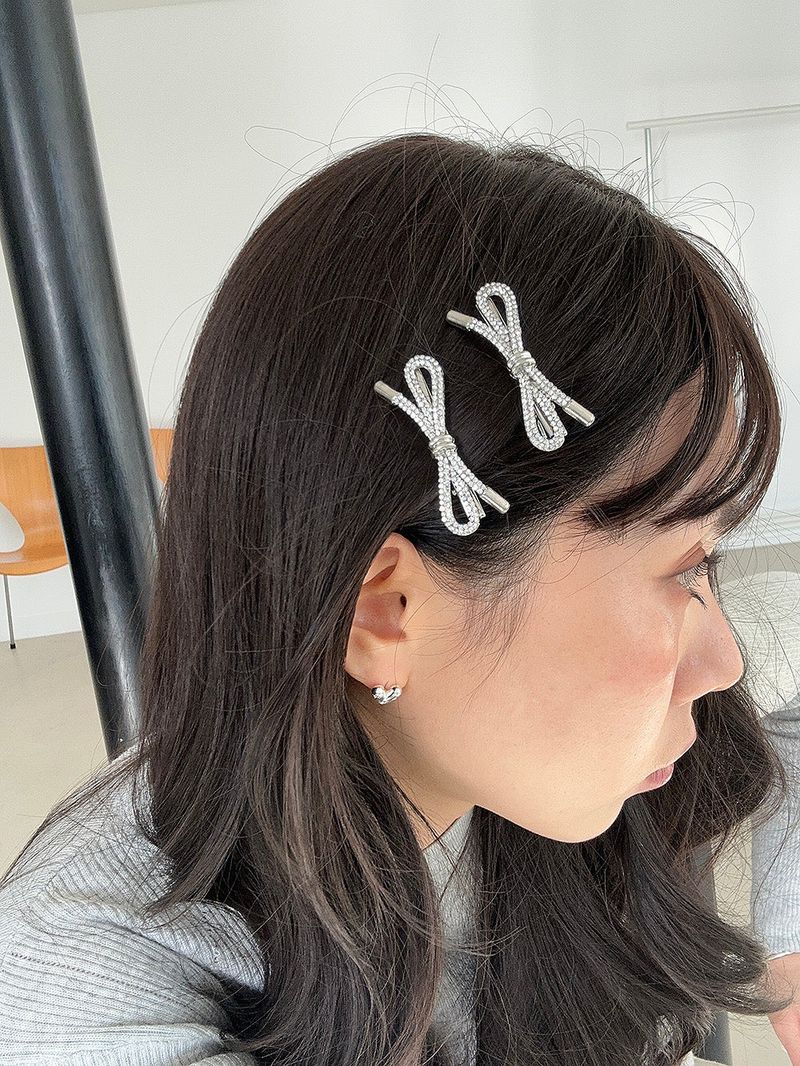 Glitter ribbon hair pin (2color)