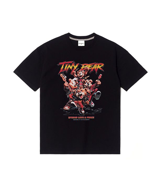 QT8 GARMENTS（キューティーエイトガーメント）の「OC Tiny Bear Band Tee (Black)（Tops）」