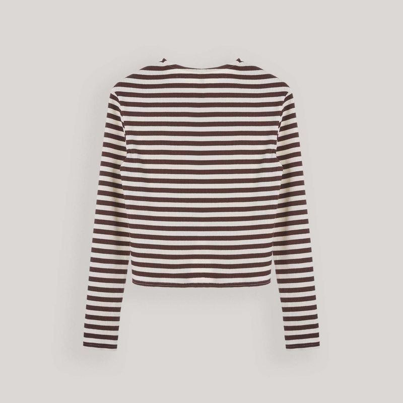 Brown Toggle Patch Stripe Cardigan