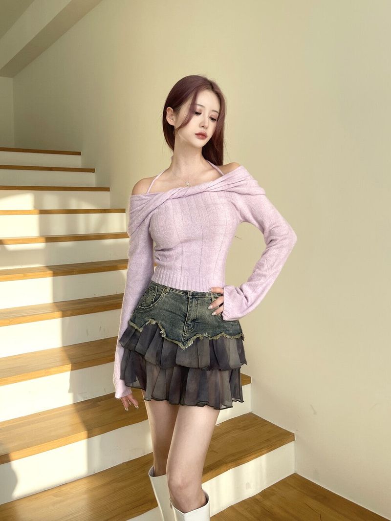 Candy twist off knit (2color)