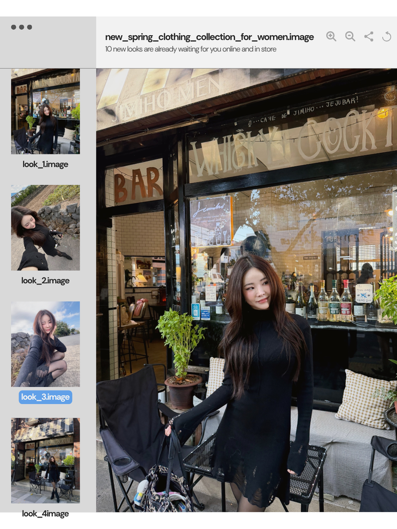 lip-mood black half-turtleneck dress