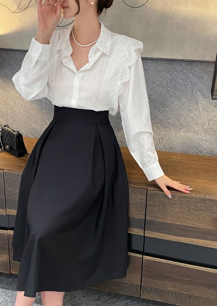 Crea Lace Collar Puff Blouse