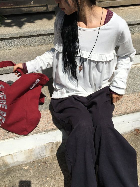26FW★ [BAONHAUS] Koiren Frill Long Sleeve Tee