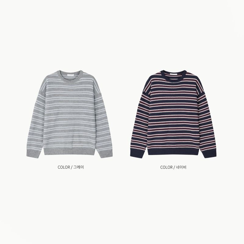 Reverse stripe knit 2COLOR