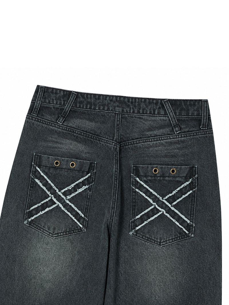 CROSS APLIQUE DENIM BLACK
