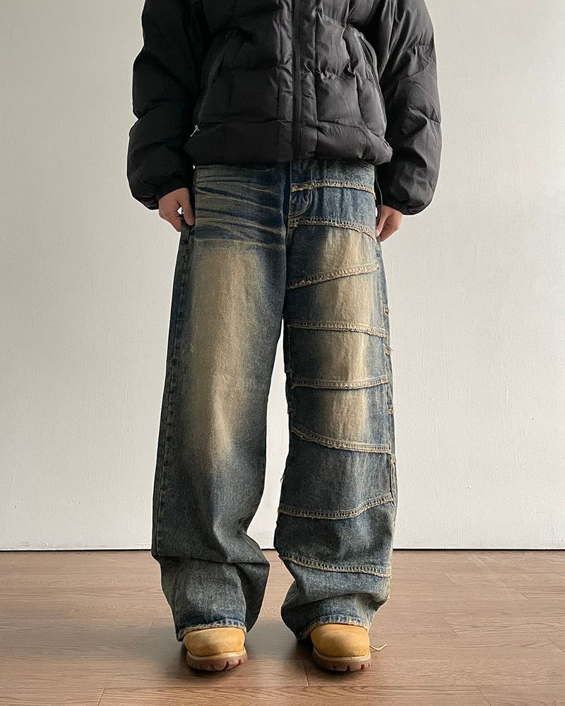 Unbalanced Cutting Denim Pants