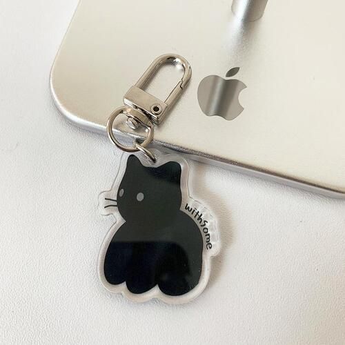 Black White Thumbcat Acrylic Keyring