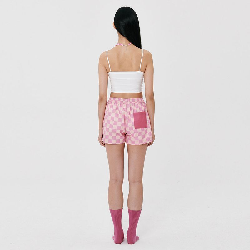 (W) Pink Grid PJ Shorts