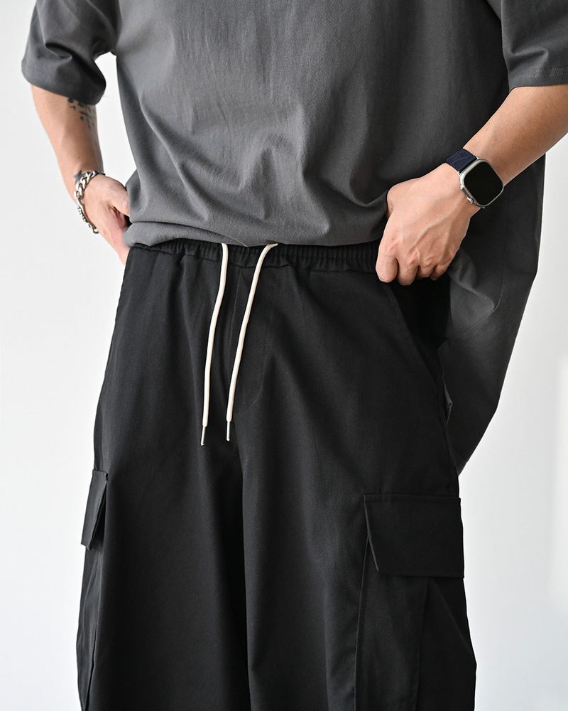 SIO WIDE CARGO PANTS BK