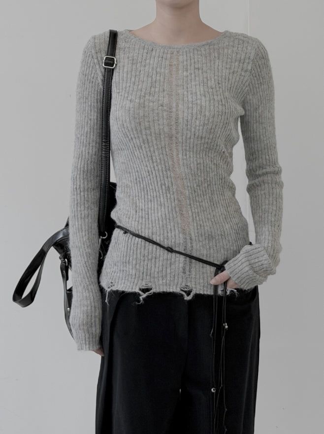 mnem（ムネム）の「Modern Damage Ribbed Knit（Tops）」