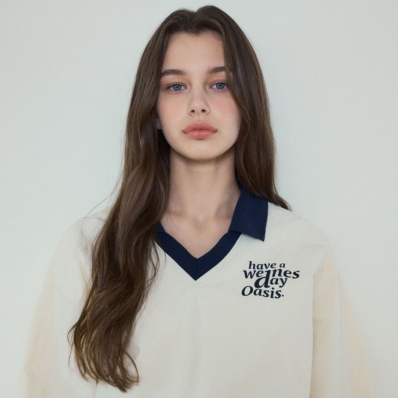 Signature Nylon Collar Sweatshirt_Ivory