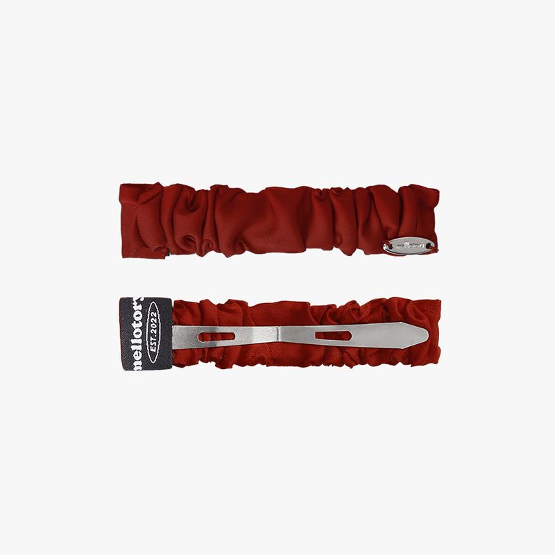 SQUARE SHIRRING HAIR PIN (BURGUNDY)