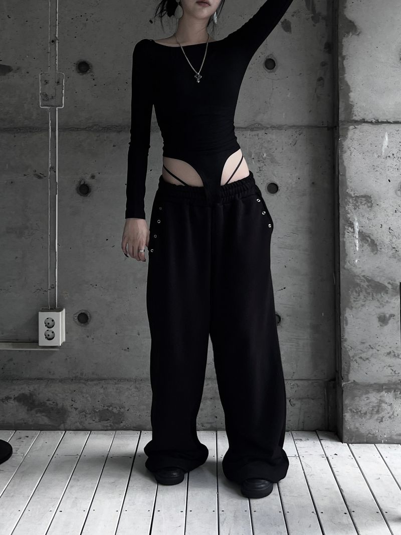 eyelet punching wide pants (2color)