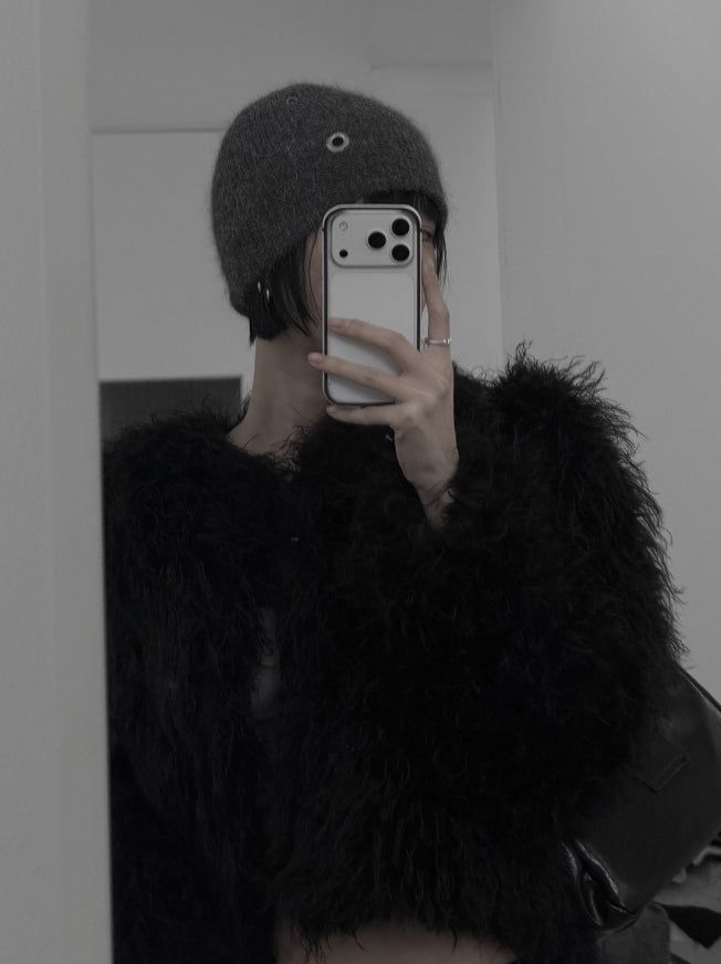mnem（ムネム）の「Eyelet Angora Fur Short Beanie（Hats）」