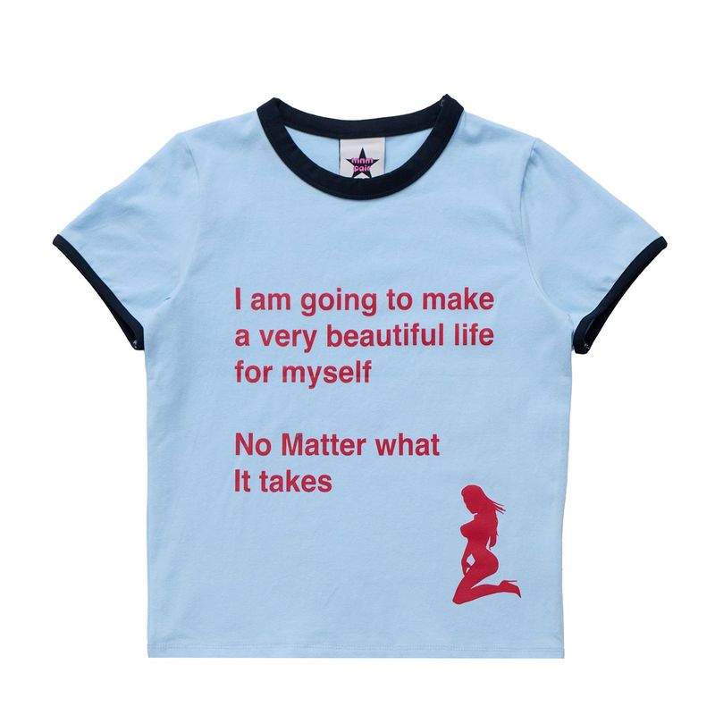Beautiful Life Ringer Tee Blue