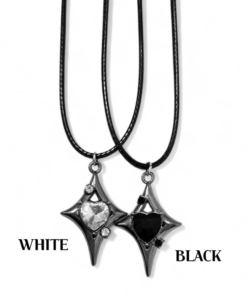 Adamdree(アダムドリー)の「Heart Dia Star Black White long Necklace(Accessories)」