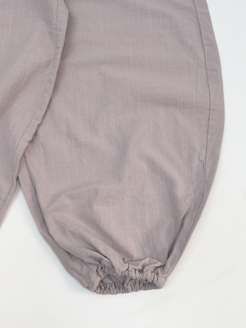 Linen Cinch Back Balloon Fit Wide Pants
