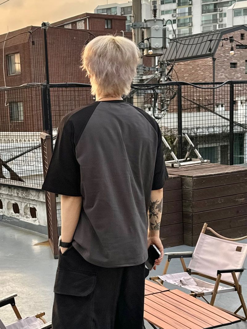 Lettering raglan short sleeve T 3C